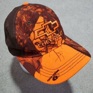 GM CHEVY Chevrolet Mossy Oak Blaze Camo Hat Cap Adjustable Orange Brown Men's OS